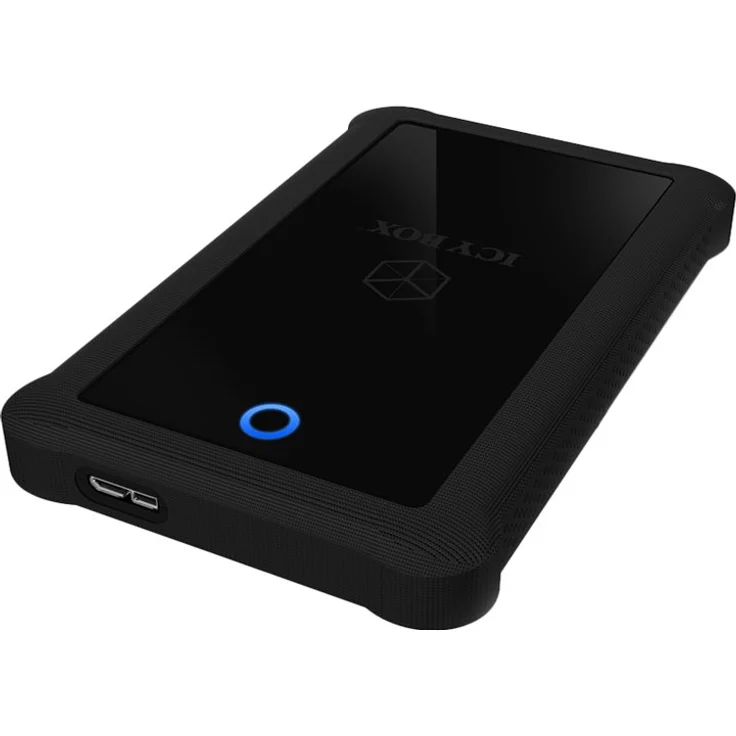 ICY BOX IB-233U3-B Externes Gehäuse für 2,5'' (6,35 cm) SATA HDD-SSD mit USB 3.0 Anschluss (UASP), SATA III, werkzeuglos, Silikonschutzhülle, Schwarz – Bild 2