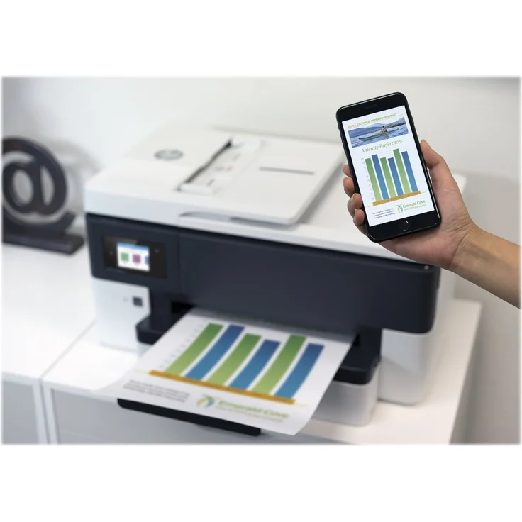 HP OfficeJet Pro 7720 (4-in-1) Multifunktionsdrucker - (Thermal Inkjet) Farbe, Druckgeschwindigkeit: 22 s/w, 18 Farbe, Auflösung: 4800 x 1200, USB, LAN, RJ-11, WLAN, AirPrint, Mobile Print, Cloud Print (Y0S18A) – Bild 7