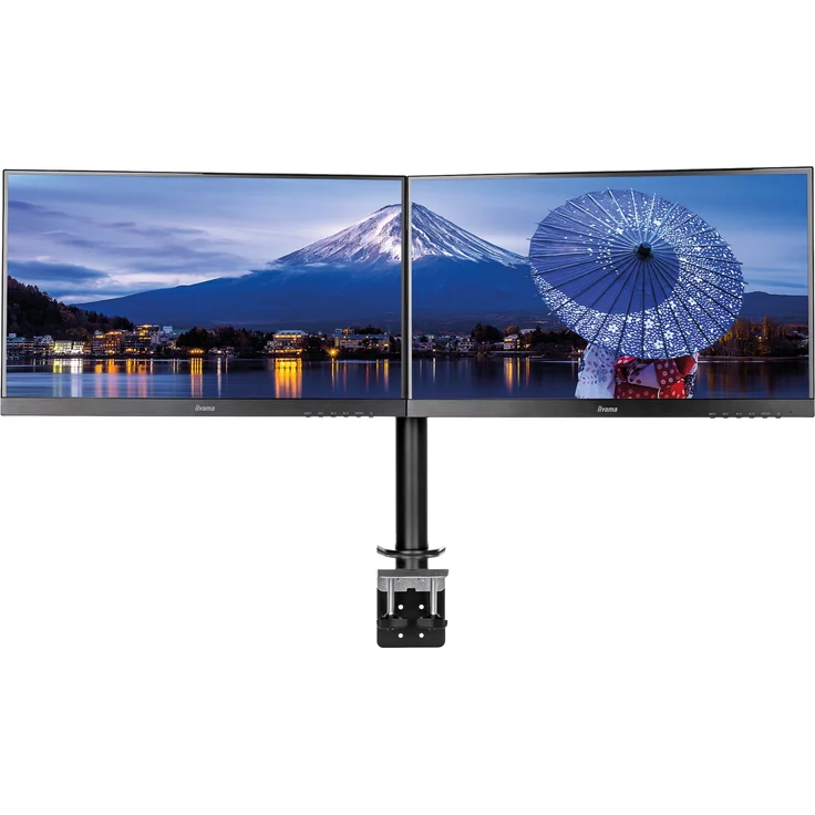 iiyama DS1002C-B1 Dual-Monitor Halterung, Tischklemme (für Displays bis 30 Zoll und maximal 10kg - Monitor) schwarz – Bild 3
