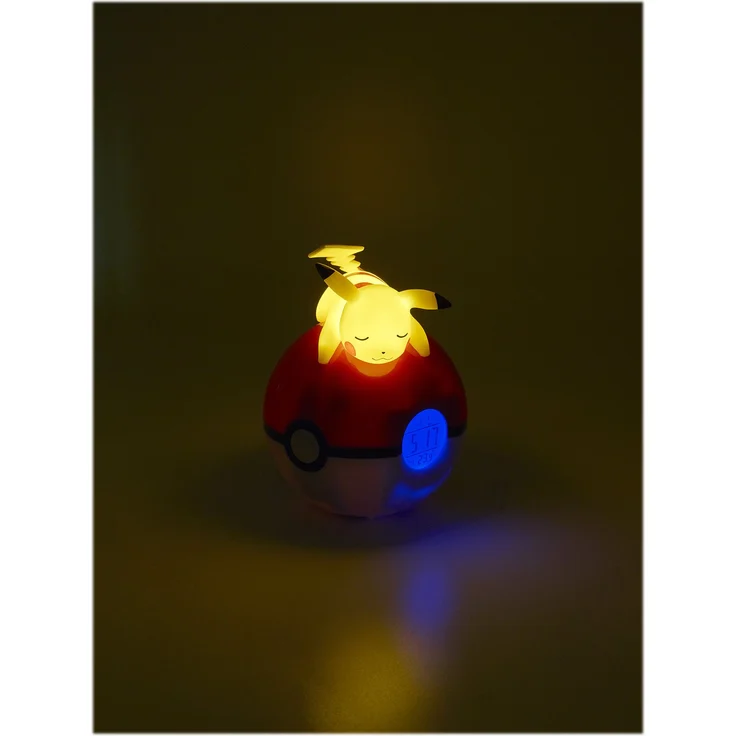 Pokemon Pikachu Radio Wecker Uhr Pokéball Uhr mit Licht und Temperaturanzeige PVC rot – Bild 2