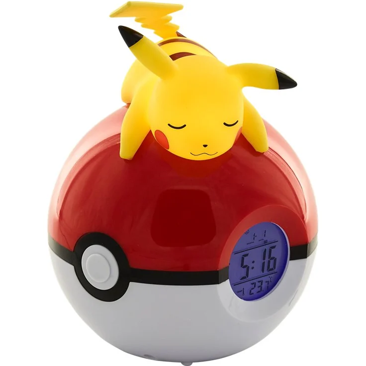 Pokemon Pikachu Radio Wecker Uhr Pokéball Uhr mit Licht und Temperaturanzeige PVC rot – Bild 3
