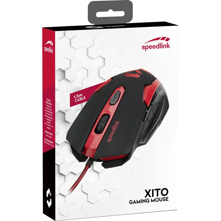 Speedlink XITO Gaming Mouse - 5 Tasten Maus für Büro, Home Office, mit dpi-Swtich bis zu 3200 dpi, Gummierte Oberfläche, Rutschfest, für PC, Notebook, Laptop, schwarz-rot – Bild 5