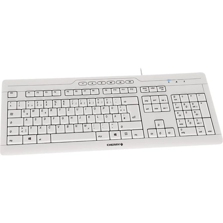 Cherry STREAM 3.0 Gummikuppel Tastatur - Kabel Kabelgebunden - Grau, Weiß - USB Schnittstelle - 105 Taste(n) - QWERTZ Keys Layout – Bild 1