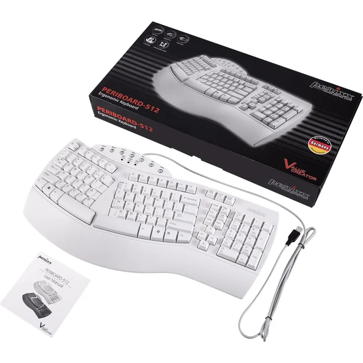 Perixx PERIBOARD-512 - Tastatur - USB - QWERTZ - Deutsch - weiß (11526) – Bild 6