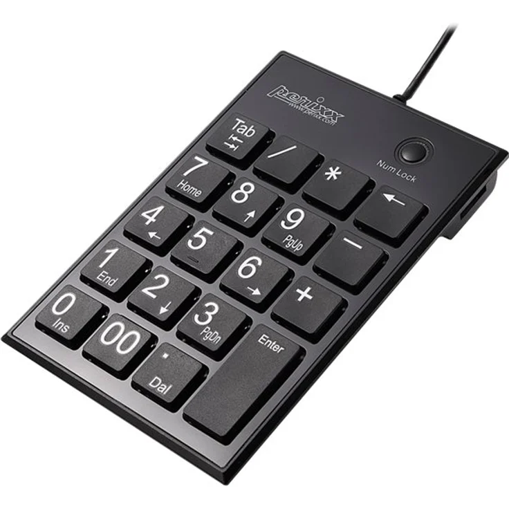 Perixx PERIPAD-202HB, Nummernblock für Laptop - USB - 2 Zusatz-USB-Hubs - Tab-Taste - Full Size 19 Tasten - große Zeichen - Leise Scherentasten - Schwarz – Bild 2
