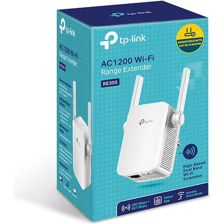 TP-Link RE305 AC1200 WLAN Repeater (Dual WLAN AC+N, 1167 Mbit-s, App Steuerung, 1 Port, 2x flexible externe Antennen, WPS, AP Modus, kompatibel zu allen WLAN Geräten) weiß – Bild 4