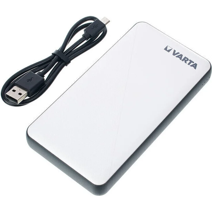 VARTA Power Bank Energy, 15000 mAh, mit 4 Anschlüssen (1x Micro USB, 2x USB A, 1x USB C), kompatibel mit Tablets & Smartphones, inkl. Micro USB Ladekabel, weiß – Bild 7