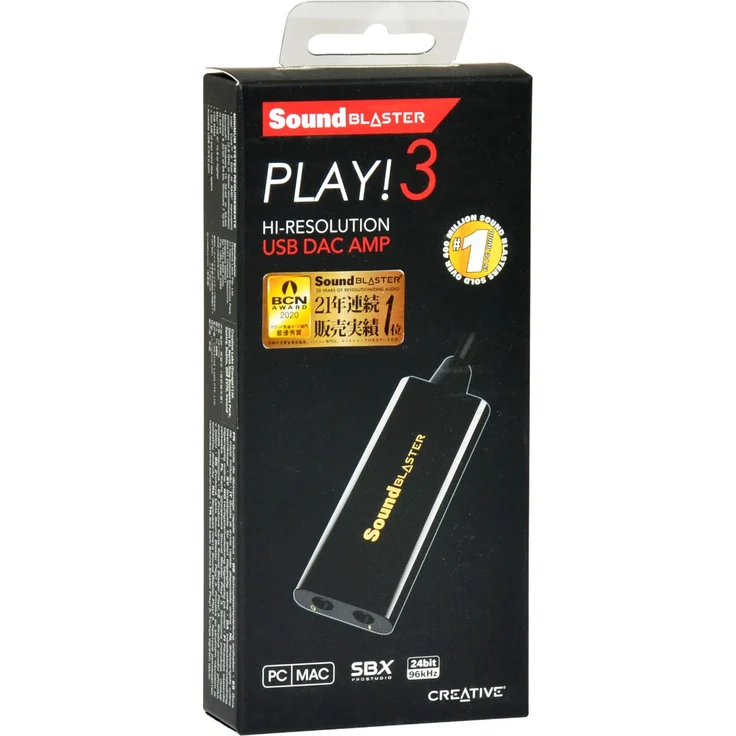 Creative Sound Blaster Play!3 - USB-DAC-Verstärker und externe Soundkarte, schwarz – Bild 2