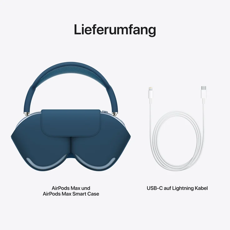 Apple AirPods Max, Siri, Sky Blue Over-Ear-Kopfhörer mit Bluetooth, Mikrofon, Noise Cancelling, geeignet für iPhone, blau – Bild 7