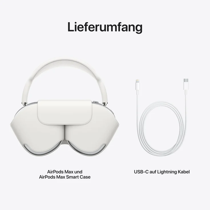 Apple AirPods Max Siri Over-Ear-Kopfhörer mit Bluetooth, Mikrofon, Noise Cancelling, geeignet für iPhone, silber – Bild 7