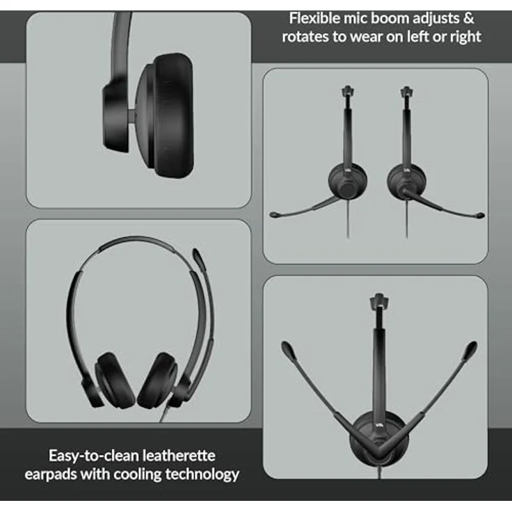 Cyber Acoustics USB-C Headset mit AI-Rauschunterdrückung (AC-304C) - AI-Mikrofon-Rauschunterdrückung eliminiert Hintergrundgeräusche in Büros, Häusern oder jeder Umgebung – Bild 5