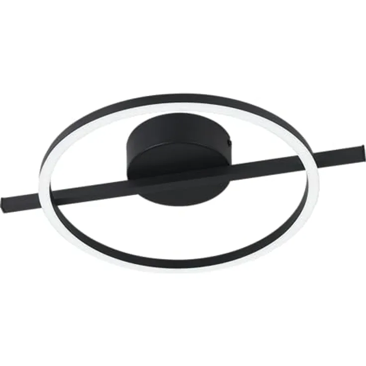 EGLO LED Deckenleuchte Amandolo, ringförmige Deckenlampe dimmbar mit Fernbedienung, geometrische Deckenbeleuchtung aus Metall in Schwarz, warmweiß-kaltweiß, RGB Backlight