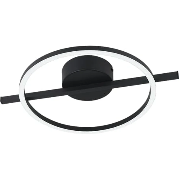 EGLO LED Deckenleuchte Amandolo, ringförmige Deckenlampe dimmbar mit Fernbedienung, geometrische Deckenbeleuchtung aus Metall in Schwarz, warmweiß-kaltweiß, RGB Backlight – Bild 1
