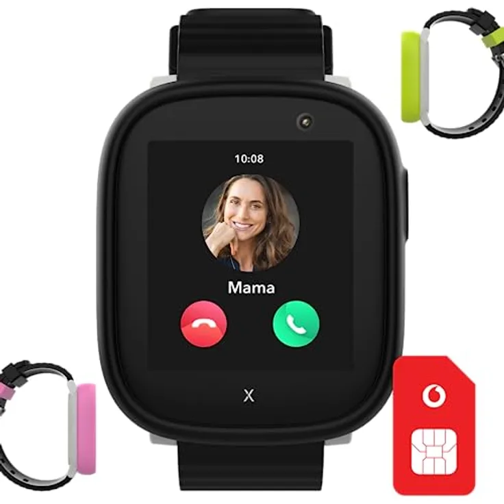 Vodafone Xplora X6 Play Smartwatch für Kinder | Back-to-School Paket Tarif (3 Mon. kostenlos) + 50€ Amazon-Gutschein nach SIM-Registrierung | Anrufe, SOS-Knopf, GPS, Kamera | Loops in Pink + Grün