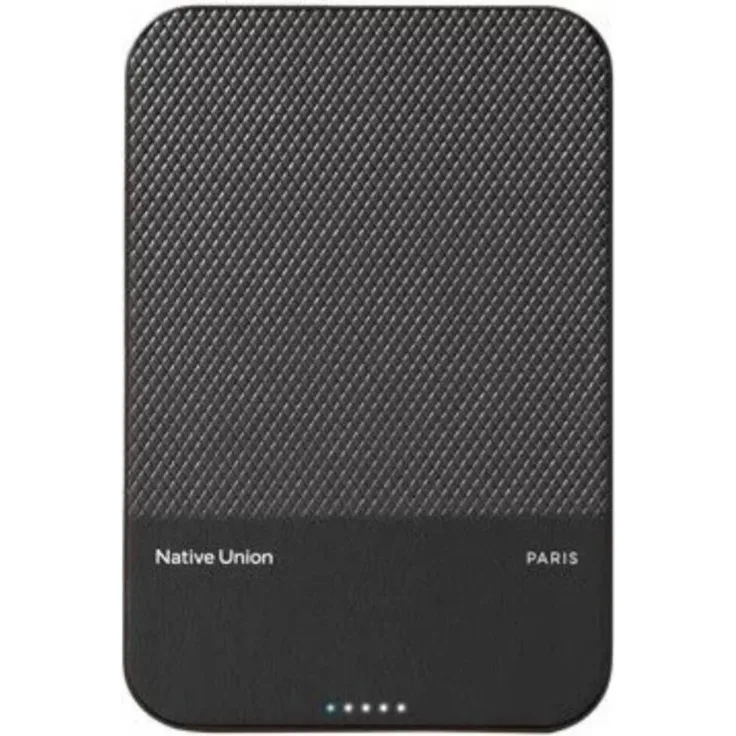 Native Union, Powerbank 5000mAh Magnetisch MagSafe & Qi2, Schwarz - Ultraflach, magnetisch, bis zu 15 W kabelloses Laden