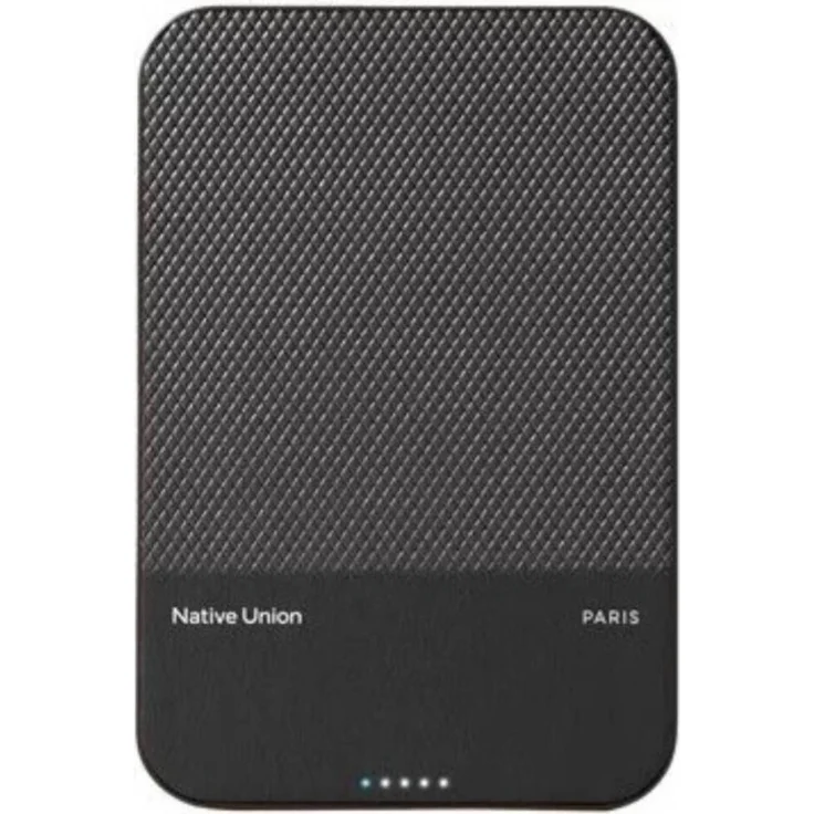 Native Union, Powerbank 5000mAh Magnetisch MagSafe & Qi2, Schwarz - Ultraflach, magnetisch, bis zu 15 W kabelloses Laden
