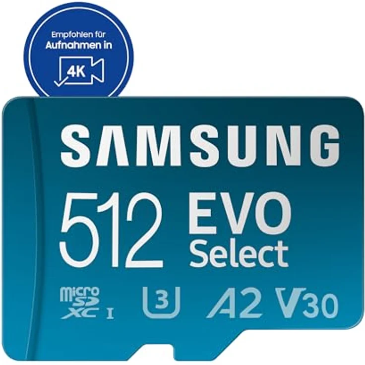 Samsung EVO Select (2024) microSD-Karte, 512 GB mit SD-Adapter, 160 MB/s Übertragungsgeschwindigkeit, wasserfest und temperaturbeständig – Bild 2
