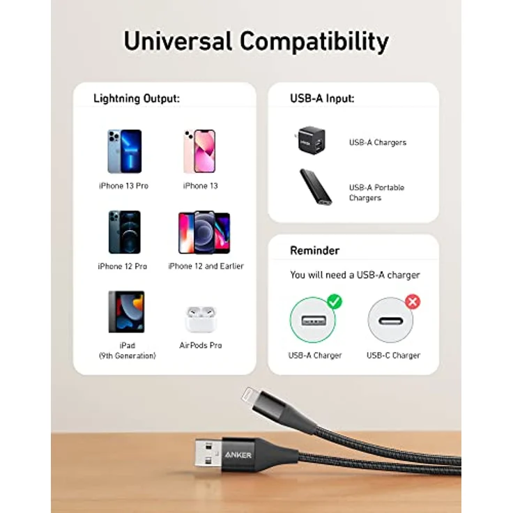 Anker 551 USB-A to Lightning Cable, 3 m, schwarz (A8454012) – Bild 5