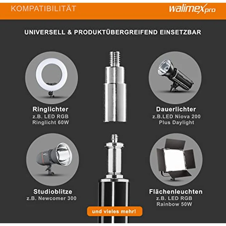 Walimex Pro WT-806 Lampenstativ 3er Set (max. Höhe 256 cm und Federdämpfung, inkl. 3 Transporttaschen) – Bild 6