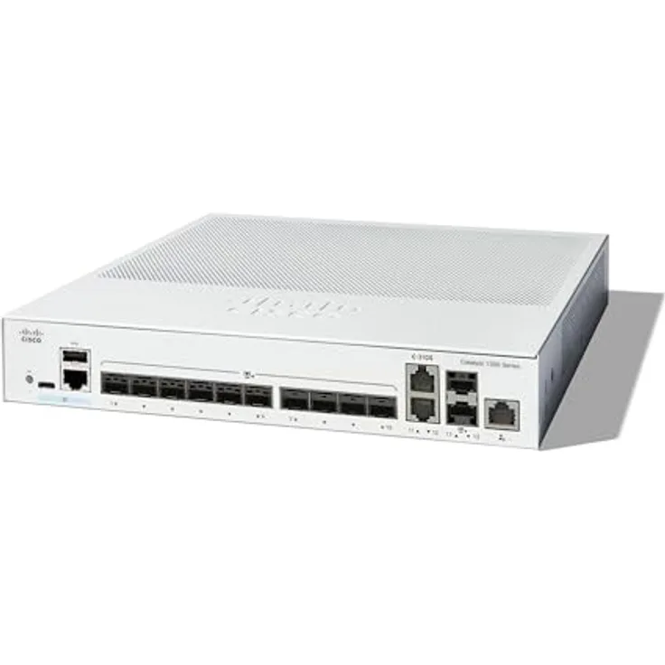 Cisco Catalyst 1300-12XS Managed Switch, 10 Ports 10G-SFP+, 2 x 10GE-SFP+ Kombi, eingeschränkter Lebenszeitschutz (C1300-12XS) in Grau