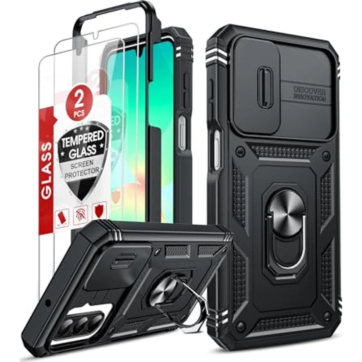 LeYi Panzerhülle für Samsung Galaxy A26 5G, Stoßfest mit Ständer und Schiebekamera-Abdeckung, kratzfest, rutschfest – Bild 1