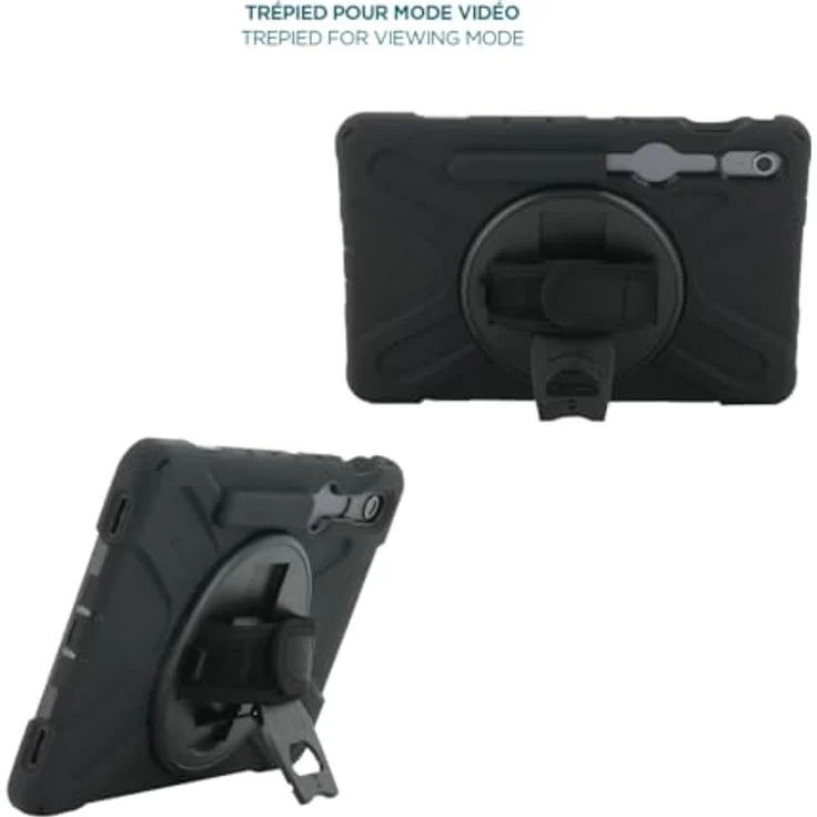 Mobilis All in Case für Galaxy Tab S10 FE, S9 FE, S9, Ultra-robuste Tablet-Hülle mit 360°-Kickstand und verstellbarem Handgurt, Schwarz – Bild 5