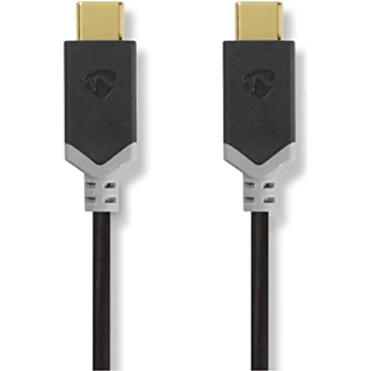 Nedis USB-Kabel USB 3.2 Gen 1, USB-C Stecker auf USB-C Stecker, 60 W, 4K@60Hz, 5 Gbps, vergoldet, 2.00 m, rund, PVC, schwarz, Box – Bild 1