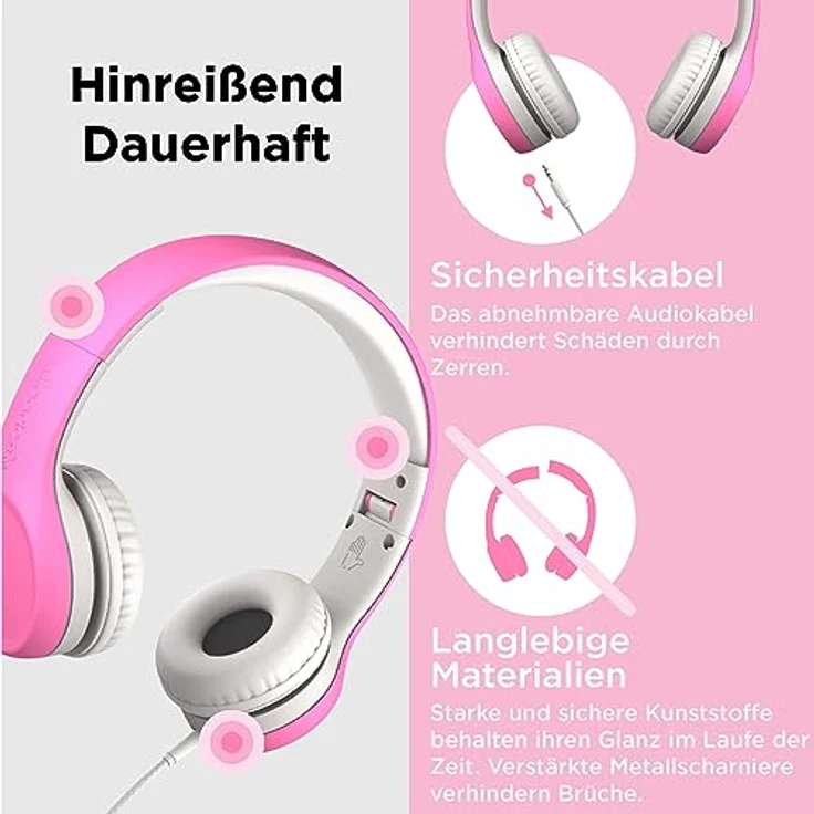 LilGadgets Connect+ Volume Begrenzte Wired Kopfhörer Mit Shareport Für Kinder Rosa – Bild 4