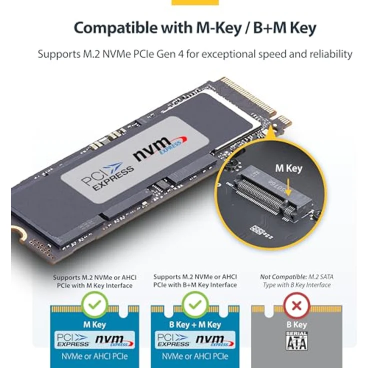 StarTech 1USB4-NVME-ENCLOSURE (M.2), ultrakompaktes USB4 Festplattengehäuse mit bis zu 3.800 MB/s, Schwarz – Bild 3