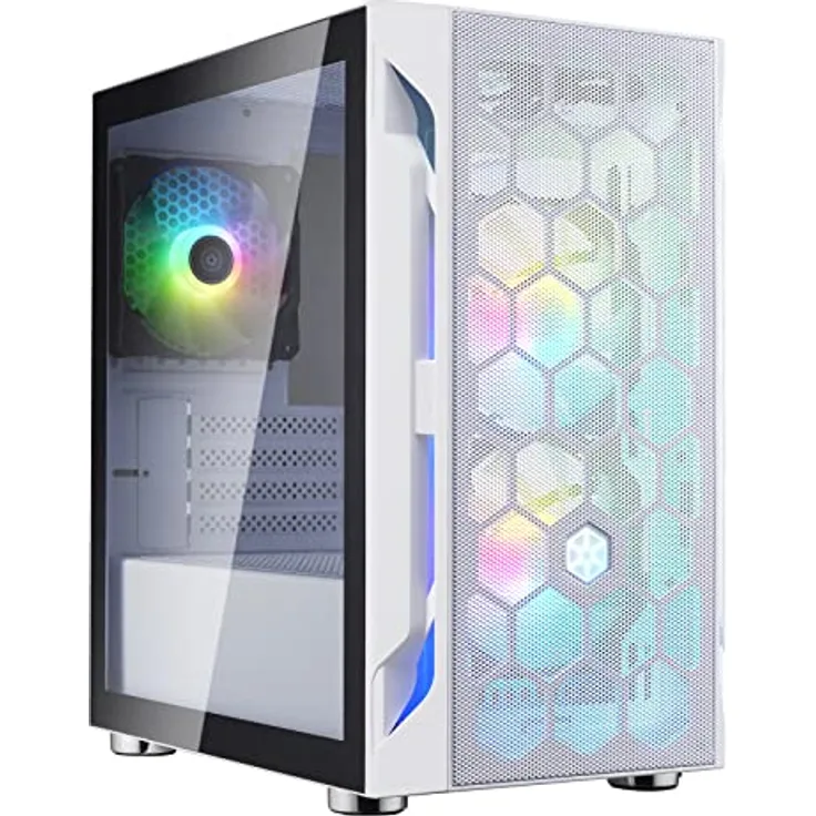 SilverStone Technology SST-FAH1MW-PRO - Fara H1M Micro-ATX Gaming Computer Chassis mit ARGB-Beleuchtung, Weiss, weiß