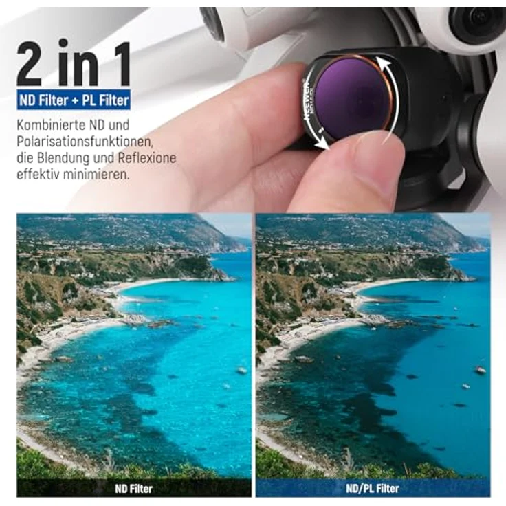NEEWER ND&CPL Effekt Filter Set für DJI Mini 4 Pro, 16 Pack HD ND16/32/64/128/256/512/1000, inkl. UV, CPL, LPR und Black Diffusion 1/4, Kamera-Filterzubehör – Bild 4