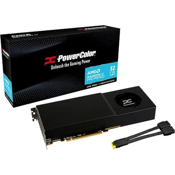 Powercolor Radeon AI Pro R9700, Grafikkarte mit 32GB GDDR6-VRAM, PCIe x16, für 4K/8K Anwendungen