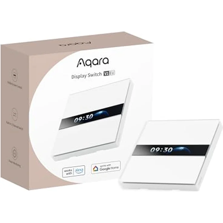 AQARA Display Switch V1, Display-Schalter mit 2,08" LCD, Weiß, Matter- und Zigbee-kompatibel, Energieverbrauchsanalyse, proximitätsaktiviert – Bild 1