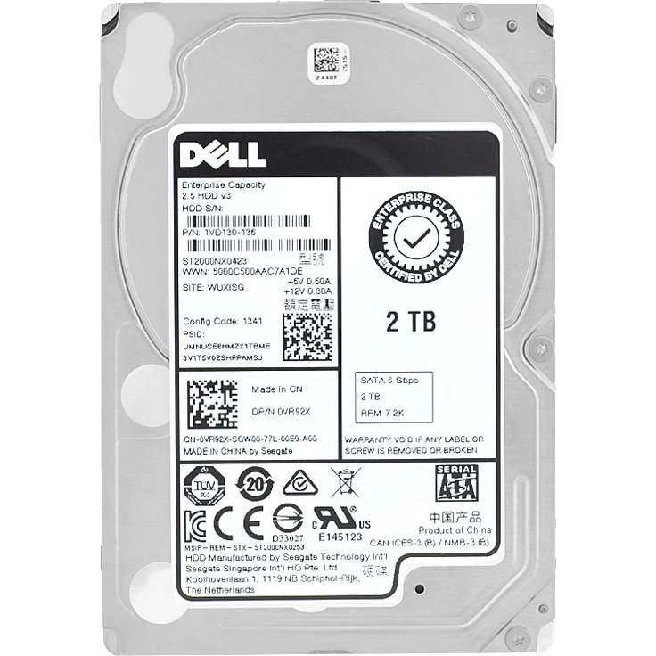Dell 2Tb ST2000NX0423 Interne Festplatte, 7200Rpm Sata III 2,5" Zoll 0VR92X, blau