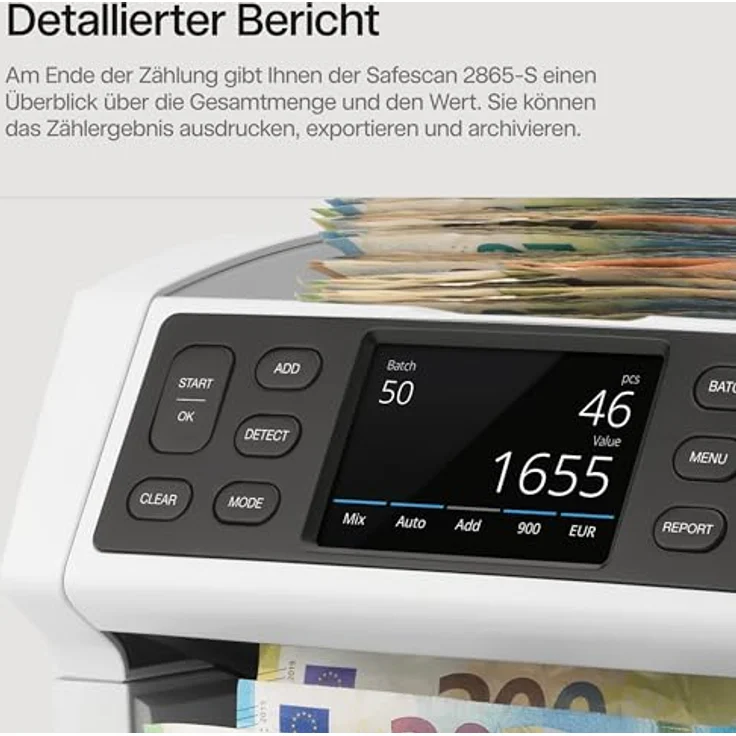Safescan Geldschein-Zählgerät -'-'Safescan 2685-S-'-', grau Geschwindigkeit: 1.200 Scheine-Minute, 7-fache Falschgelder - 1 Stück (112-0648) – Bild 6