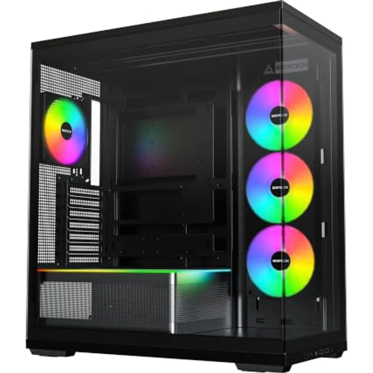 MONTECH PC-Gehäuse Montech TG3 Black, Tower-Gehäuse mit Tempered Glass, ARGB-Beleuchtung und optimalem Airflow – Bild 1