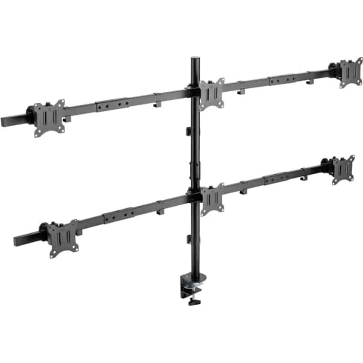 SpeaKa Professional SP-MM-1010 Monitorhalterung für bis zu 6 Monitore, VESA-kompatibel, Tischmontage, max. 81,3 cm (32 Zoll), Schwarz – Bild 4