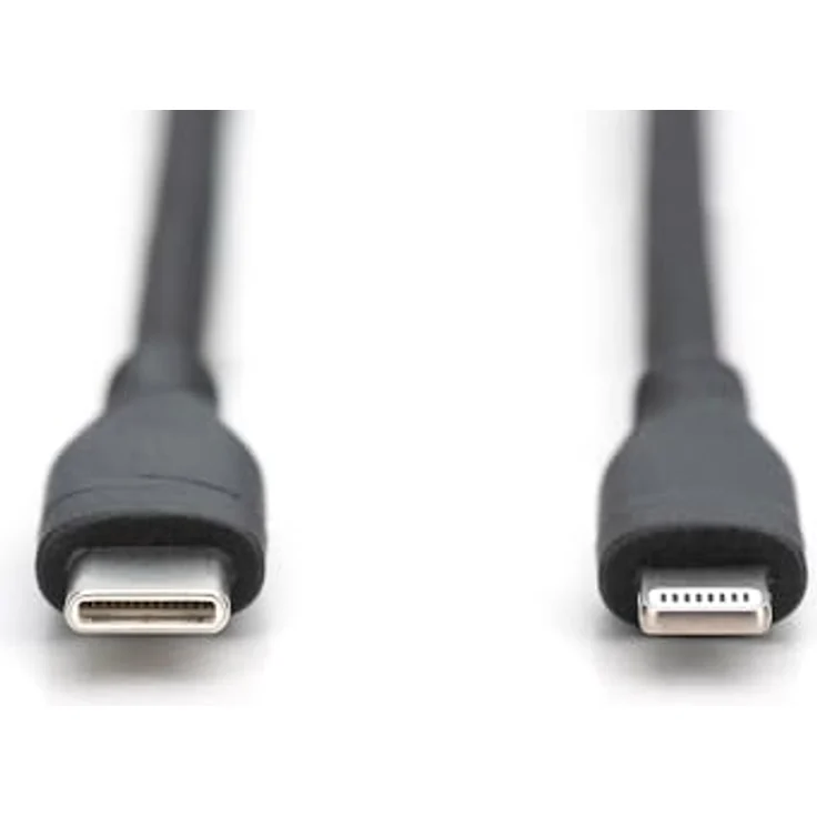 DIGITUS Lightning Anschlusskabel - USB-C zu Lightning - High Speed 480 Mbit/s - 60W Power Delivery - MFI - Flexibles Silikonkabel - Schwarz - für iPad, iPhone – Bild 2