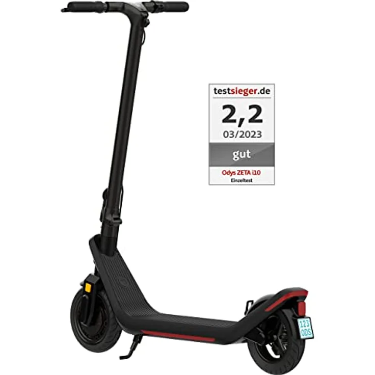 Odys Zeta i10 Faltbarer E-Scooter mit Straßenzulassung & Appanbindung (max 20 km/h, bis zu 50km Reichweite & bis zu 120kg zugel. Gesamtgewicht, 10" Luftreifen, duales Bremssystem, IP55, Display) – Bild 2