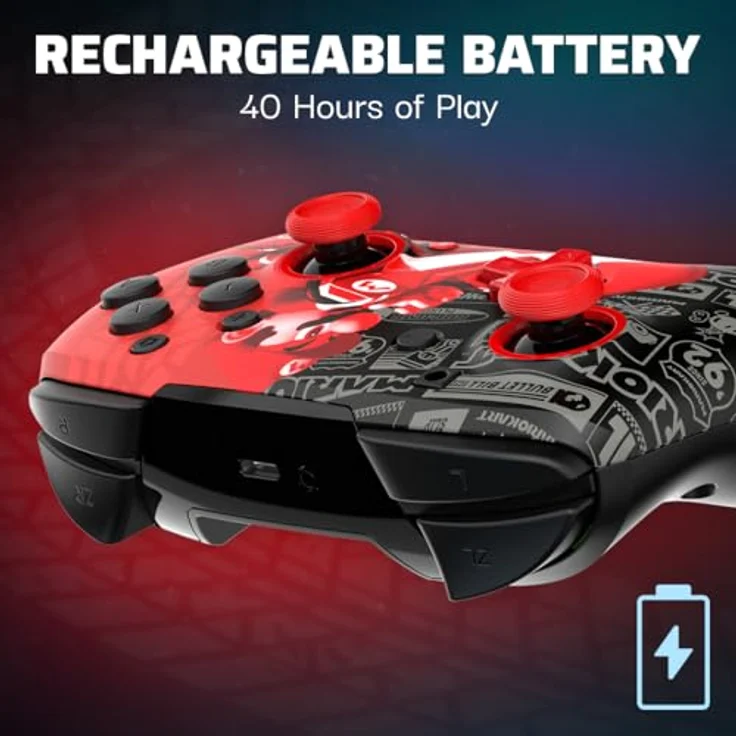 PDP Afterglow Wave Wireless Controller NS Grand Prix Mario, kabellos mit 40 Stunden Akku, programmierbaren Tasten und Bewegungssteuerung – Bild 3