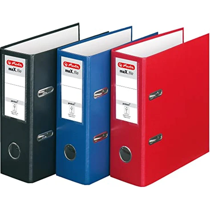 Herlitz Aktenordner maX.file, DIN A5 hoch, 7,5 cm Rückenbreite, Griffloch, Polypropylenfilie, graues Papier – Bild 3