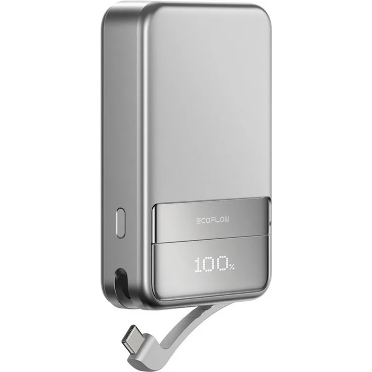 Ecoflow EF ECOFLOW Magnetische Powerbank 10 000 mAh, Silber, kabelloses 65W tragbares Schnellladegerät