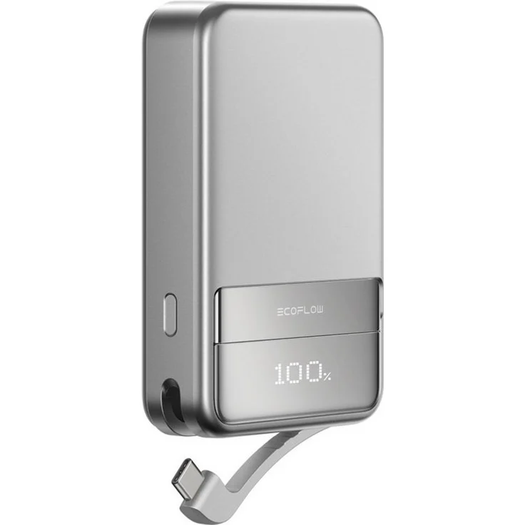 Ecoflow EF ECOFLOW Magnetische Powerbank 10 000 mAh, Silber, kabelloses 65W tragbares Schnellladegerät