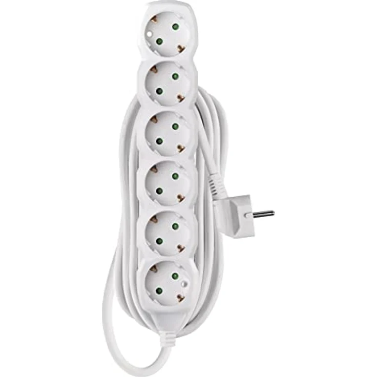 EMOS Steckdosenleiste 6-Fach, 5 m Kabel, weiß, 1,5 mm2, Steckdosen 45° gedreht, 5-Fach Schuko Mehrfachsteckdose mit erhöhtem Berührungsschutz, IP20 für Innenbereich – Bild 3
