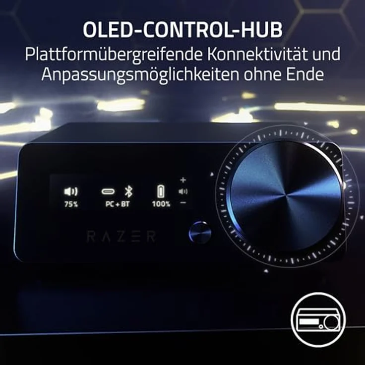 Razer Kraken V4 Pro - Kabelloses Gaming-Headset mit Sensa HD-Haptik, OLED-Control-Hub, TriForce 40mm Treiber, HyperSpeed & Bluetooth, THX Spatial Audio, RGB - Schwarz – Bild 2