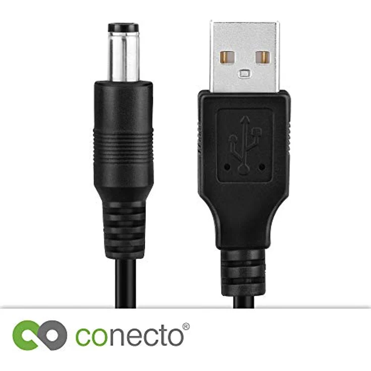 conecto CC20035 Niedervolt Ladekabel (USB-A Stecker auf DC-Hohlstecker 5,5x2,1mm), 0,60m, schwarz – Bild 4