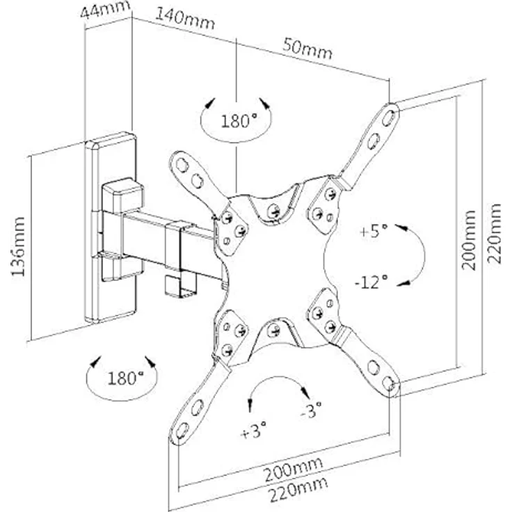 mywall Wandhalter HF11-1WL für Flachbildschirme, VESA 75-200, Größe von 23-42 Zoll, Neigung +5°/-12°, 180° Drehbar, Monitorhalterung, Bildschirmhalterung mit Kabelaufhängung – Bild 3