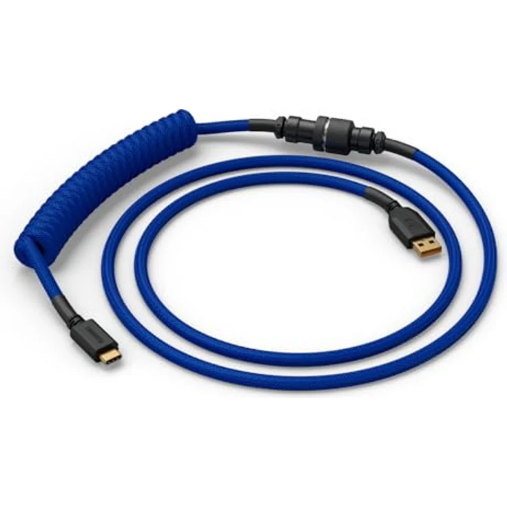 Glorious GMMK Coiled Cable, Spiralkabel USB-C/USB-A, dunkelblau/schwarz, 1,40 m, hohe Haltbarkeit mit Gummi-Nylon-Ummantelung, optimiert für Gaming-Tastaturen – Bild 2