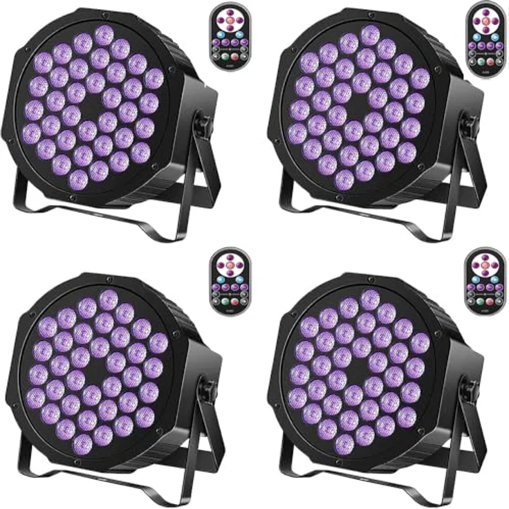 KRIDERISH 72W UV Schwarzlicht, 36 LED DMX512 mit Fernbedienung, 4 Stück für Party, Bar, Bühne, Weihnachten, Halloween, Hochzeit – Bild 1