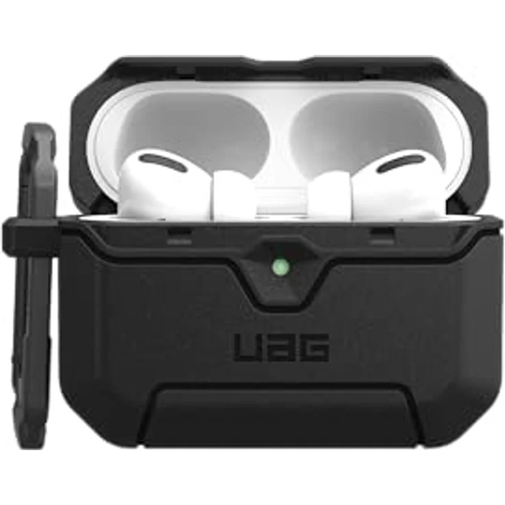 URBAN ARMOR GEAR Scout Case für Apple AirPods Pro 3, Wireless-Charging kompatibel, Status LED sichtbar, abnehmbarer Karabinerhaken, schwarz – Bild 4